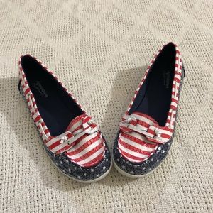 NEW Arizona Jean Red, White & Blue Boat shoes